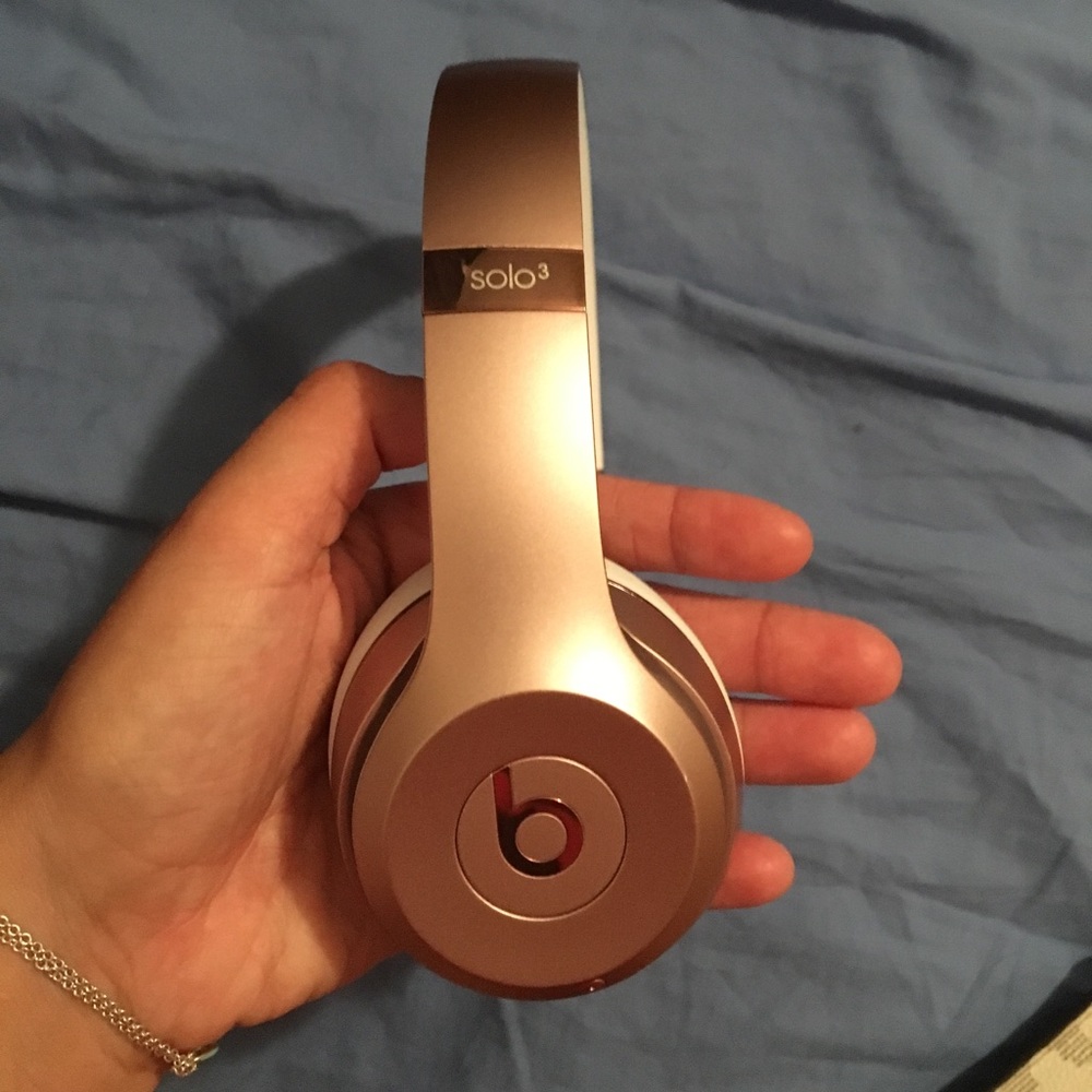 Rose gold Beats Solo3 wireless on-ear headphones